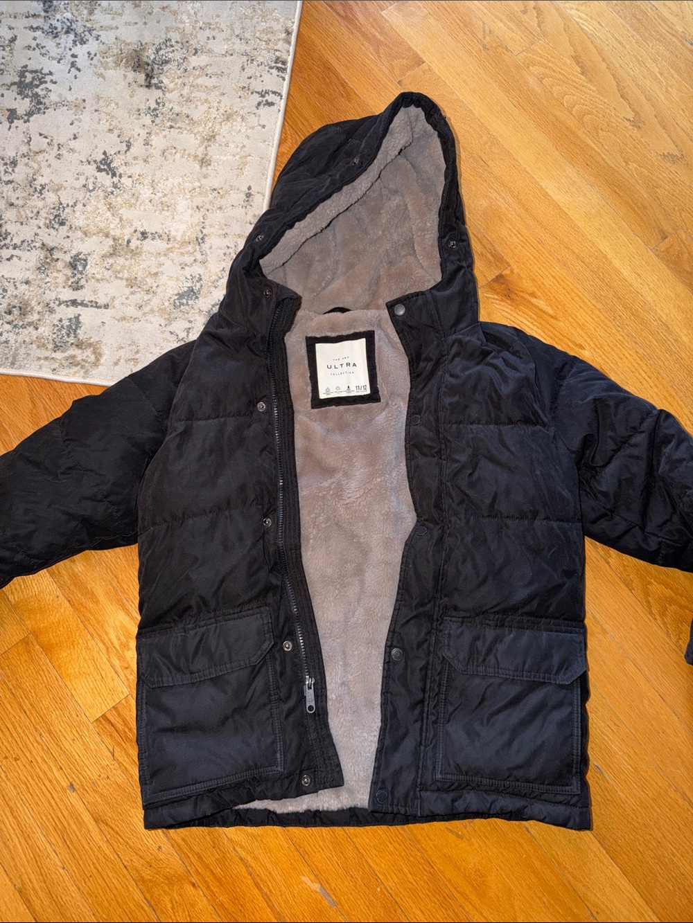 Abercrombie and Fitch Kids Black Puffer Jacket with Hood -